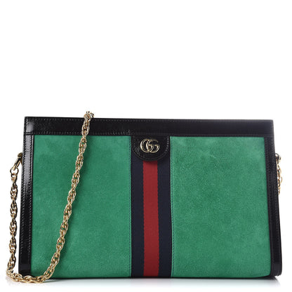 Gucci Suede Patent Web Medium Ophidia Chain Shoulder Bag New Shamarock Black 1 of 8