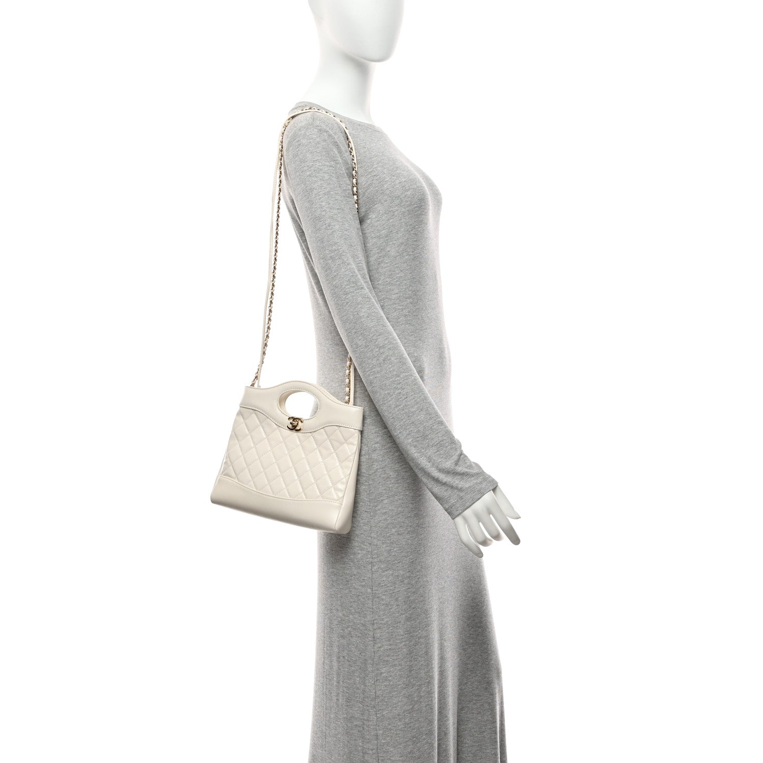 Chanel Shiny Lambskin Quilted Mini 31 Shopping Bag White 2 of 10