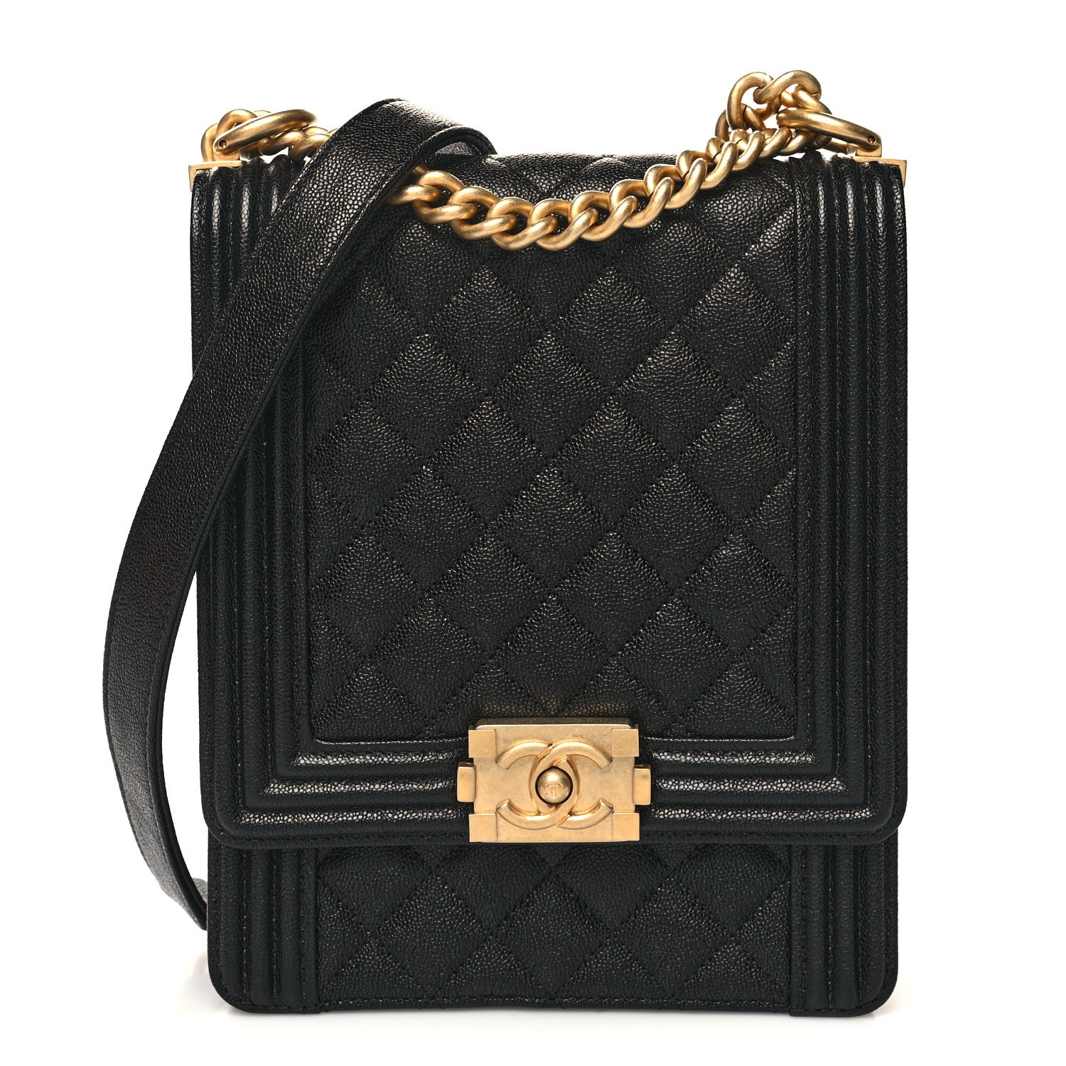 Chanel Caviar Quilted North South Boy Flap Black 1 of 10
