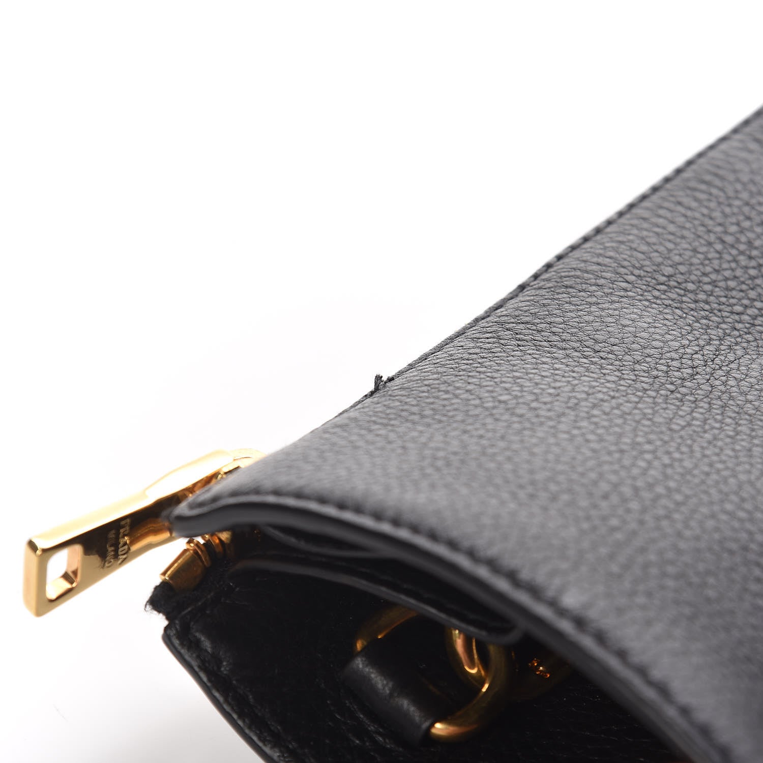 Prada Vitello Daino Side Zip Tote Black 8 of 11