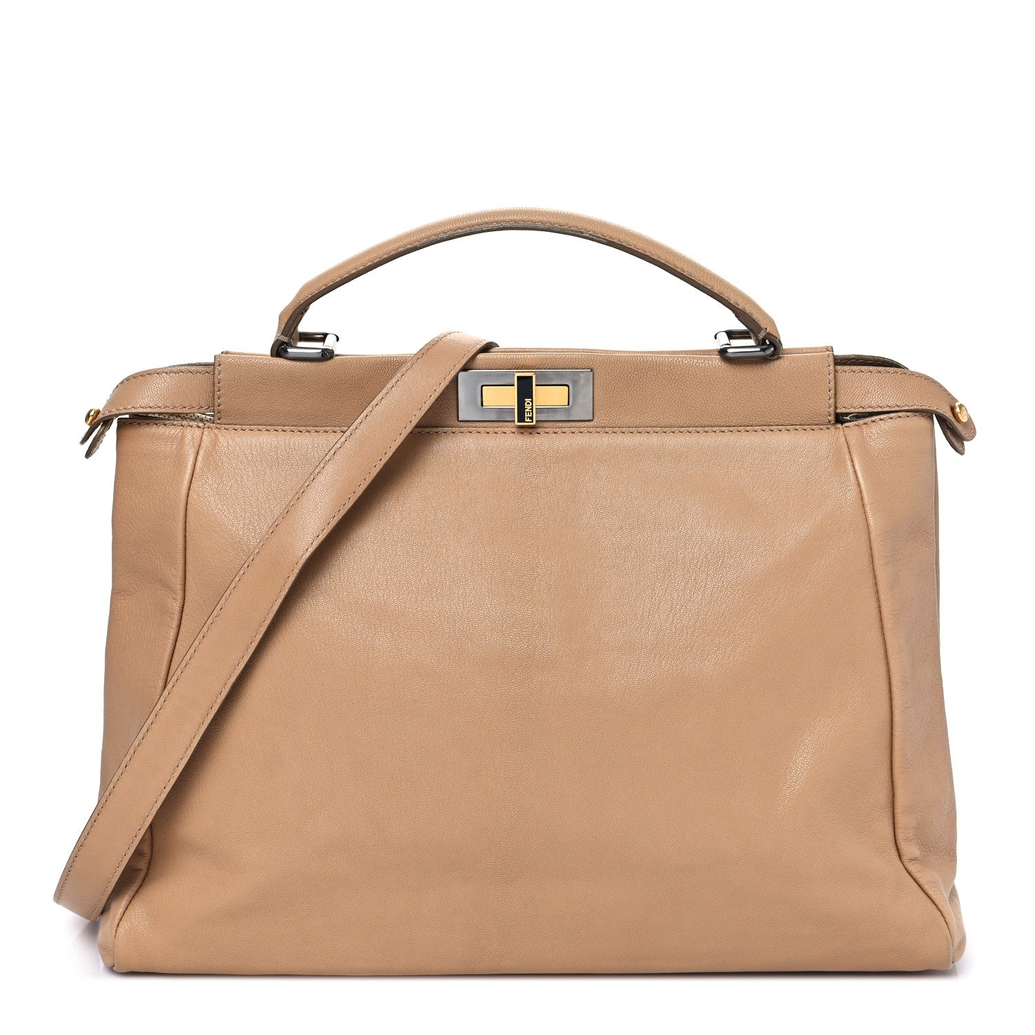 Fendi Goatskin Large Peekaboo Iconic Satchel Latte 1 of 9