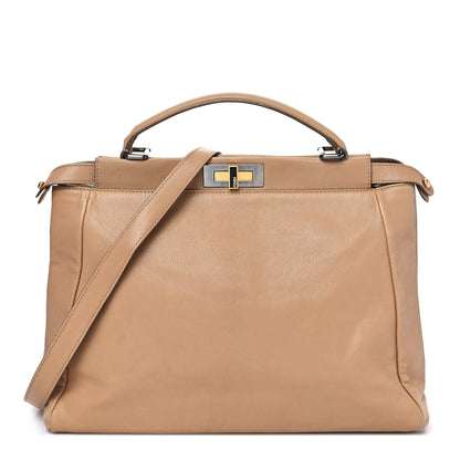 Fendi Goatskin Large Peekaboo Iconic Satchel Latte 1 of 9