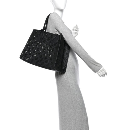 Gucci Calfskin GG Monogram Diamond Cut Medium Ophidia Tote Bag Black 2 of 10