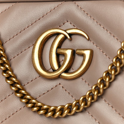 Gucci Calfskin Matelasse Mini GG Marmont Chain Crossbody Bag Porcelain Rose 9 of 12