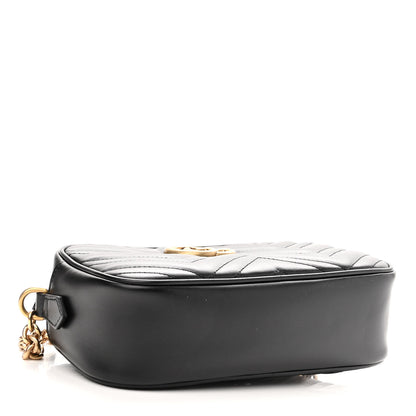 Gucci Calfskin Matelasse Small GG Marmont Chain Shoulder Bag Black 4 of 10