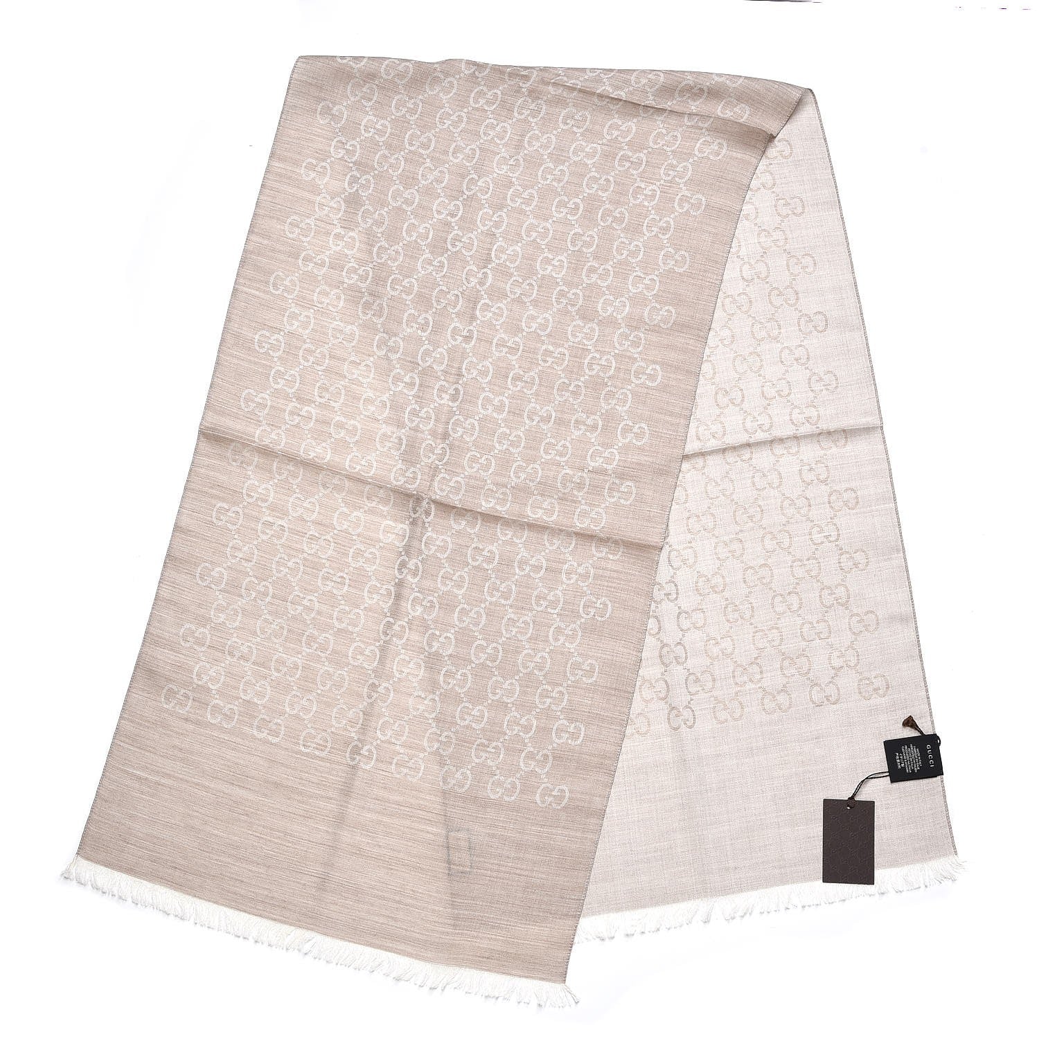 Gucci Wool Silk GG Monogram GGNat Scarf Sand 3 of 5