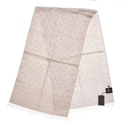 Gucci Wool Silk GG Monogram GGNat Scarf Sand 3 of 5