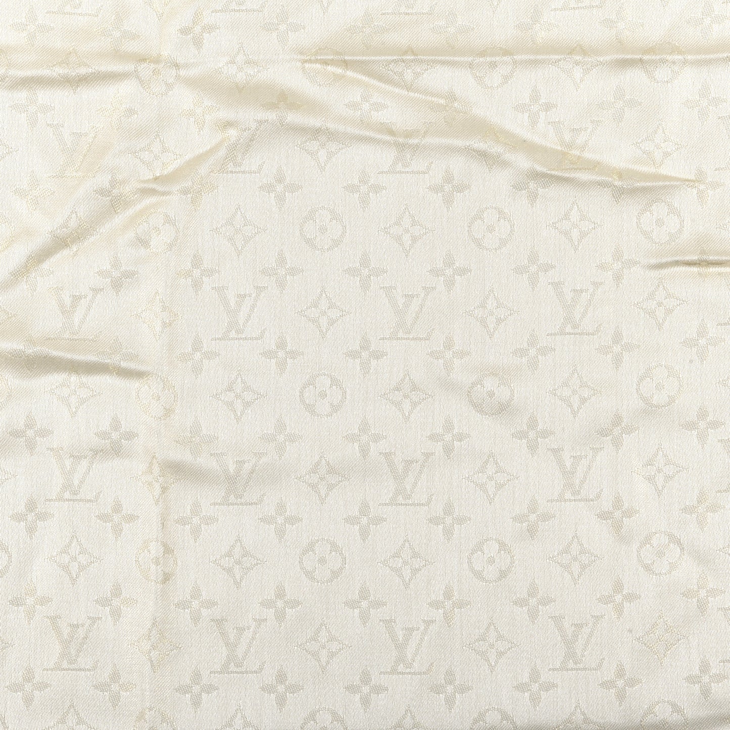 Silk Wool Monogram Shine Shawl Beige