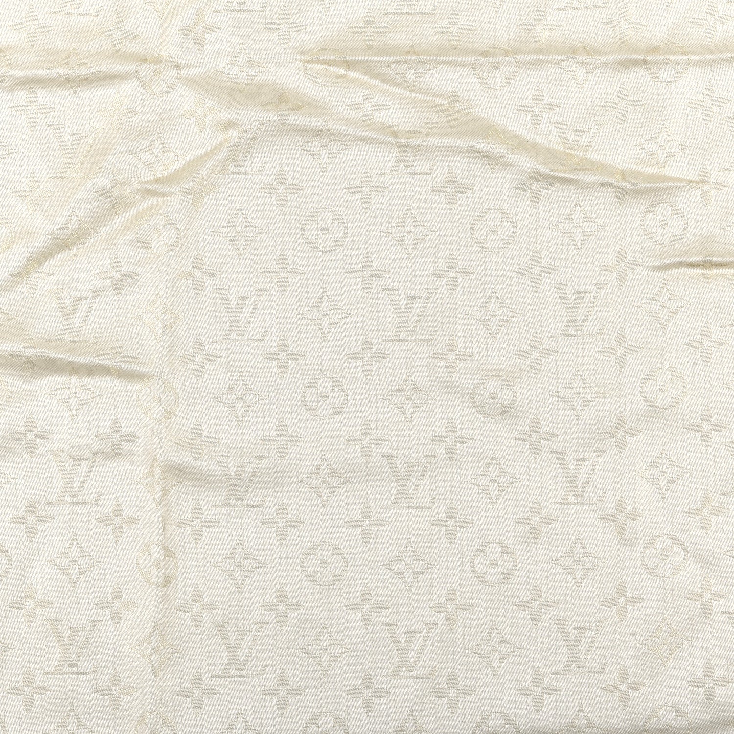 Louis Vuitton Silk Wool Monogram Shine Shawl Beige 3 of 4