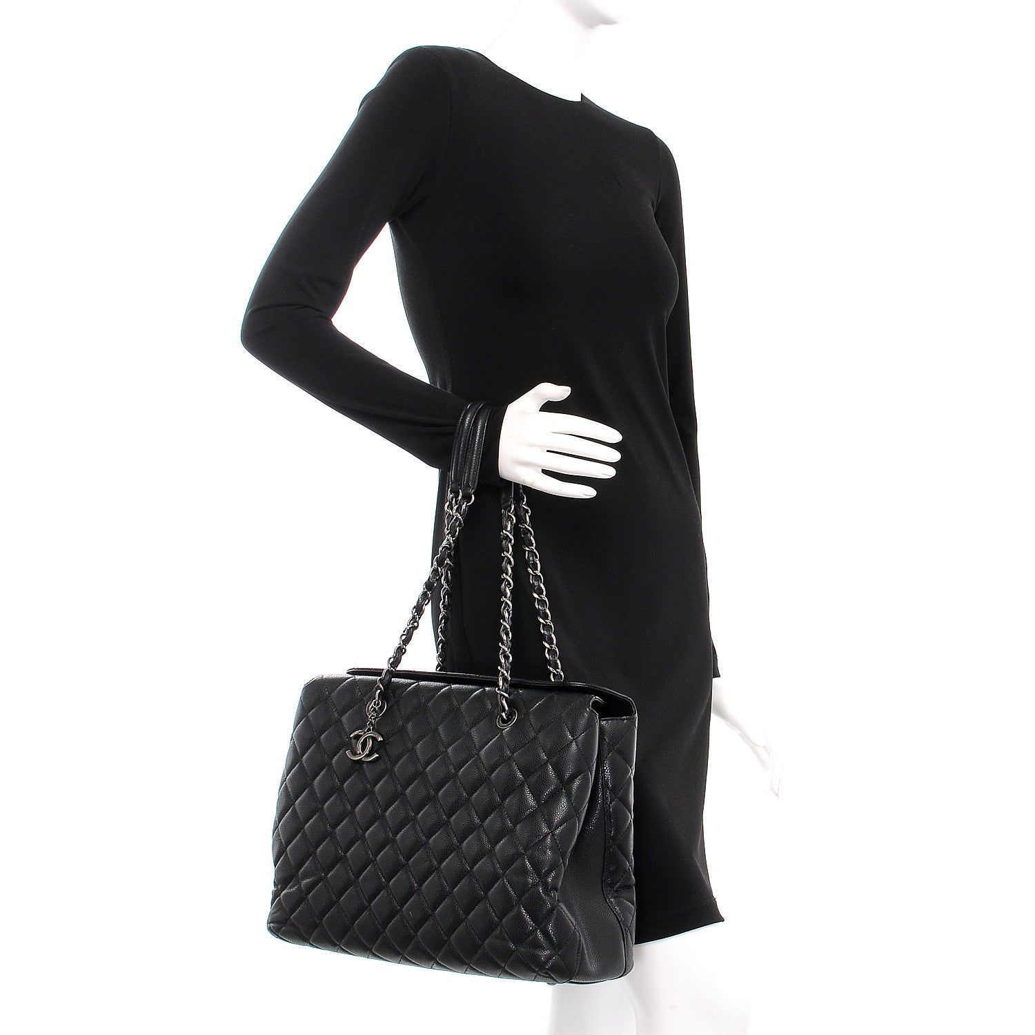 Chanel Caviar Quilted City Shopping Tote Black 2 of 10