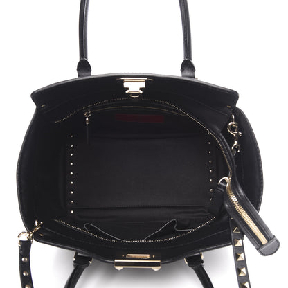 Valentino Garavani Vitello Small Rockstud Double Handle Tote Black 6 of 12