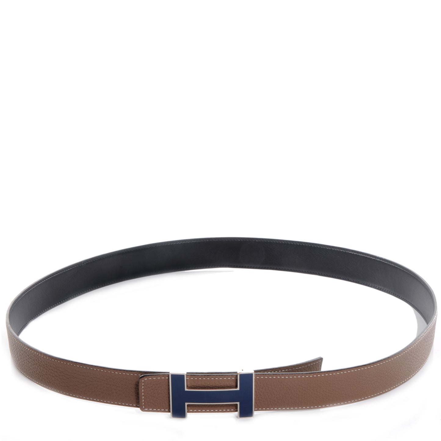 Togo Box Reversible Quizz H 32mm Belt 105 Etoupe and Noir