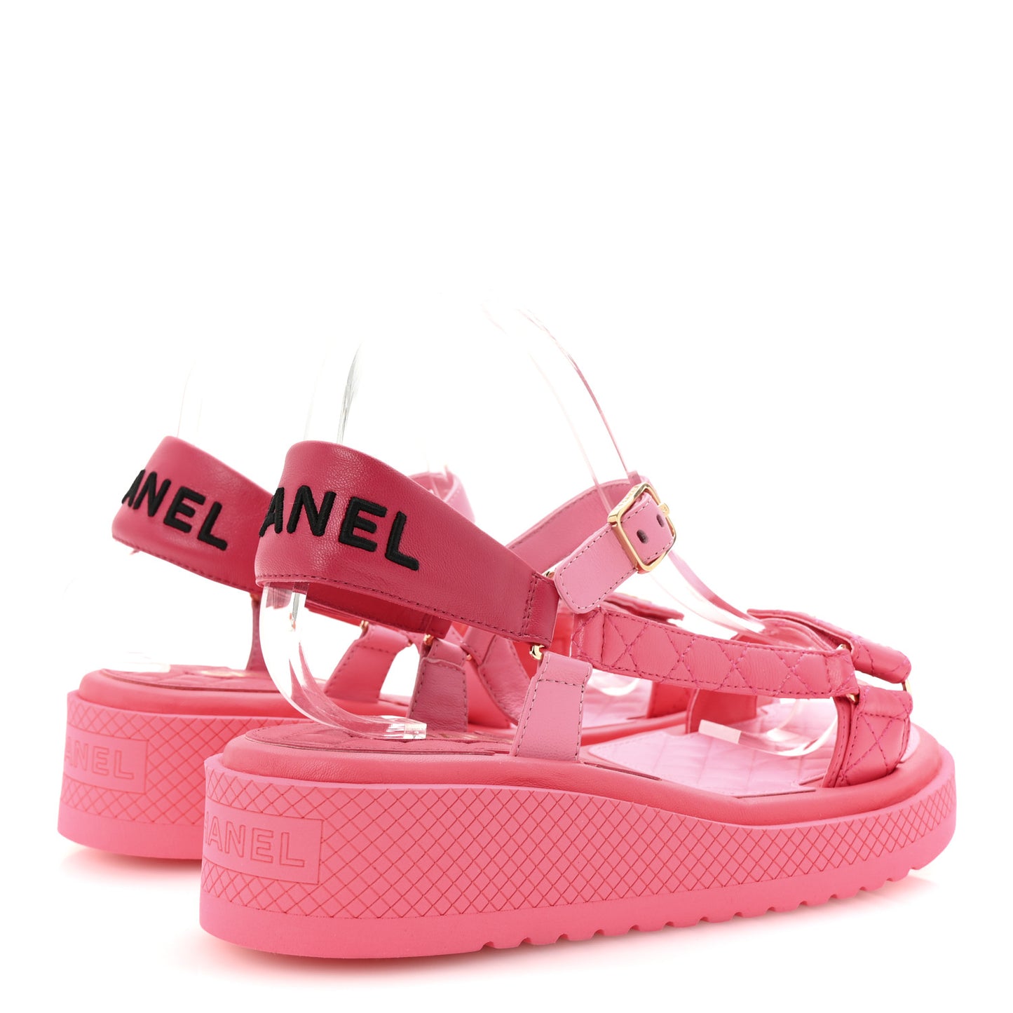 Lambskin Logo Platform Sandals 39 Pink Red