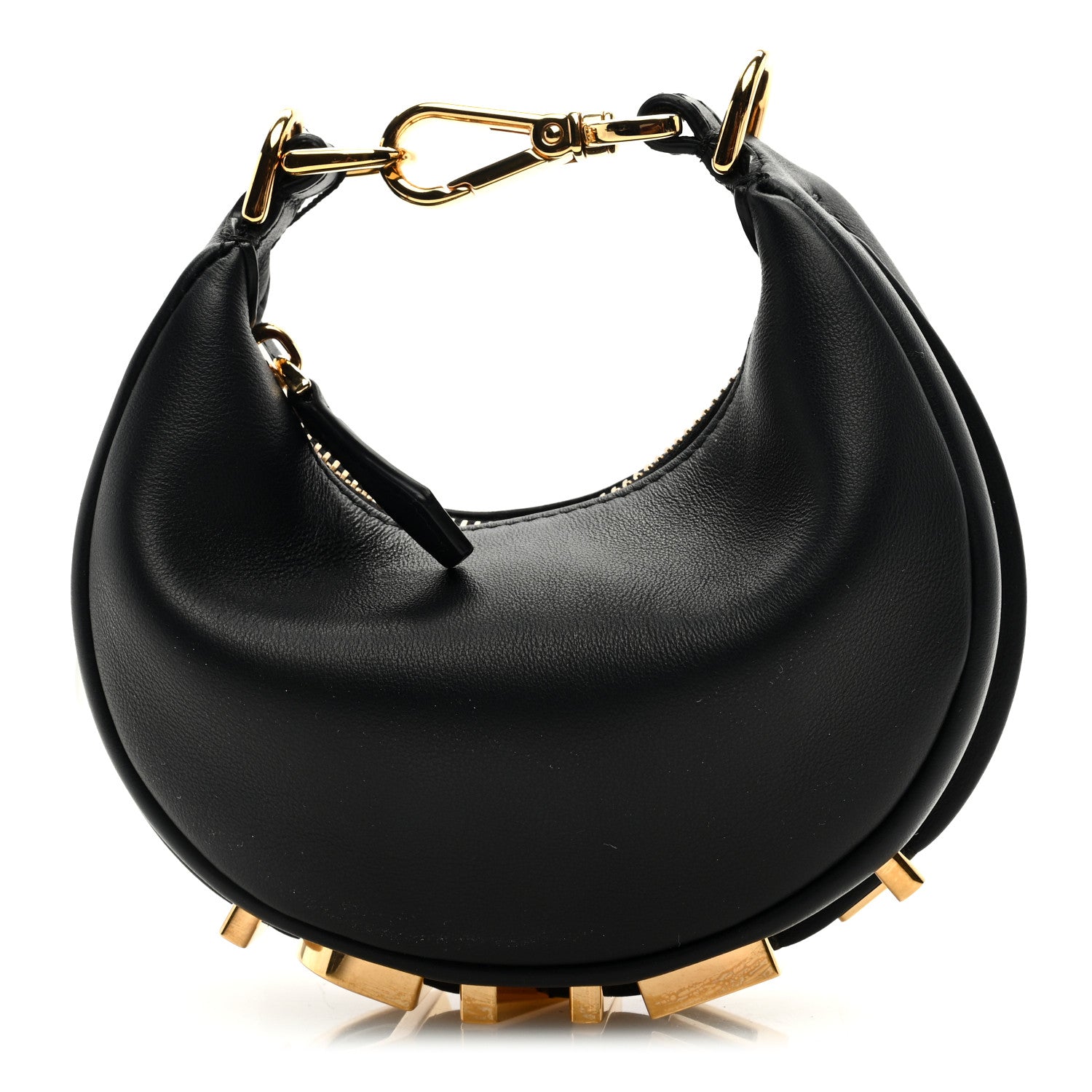 Fendi Vitello Grace Matte Nano Fendigraphy Hobo Charm Black 1 of 7