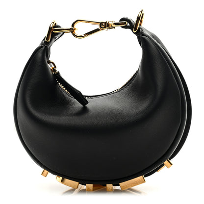 Fendi Vitello Grace Matte Nano Fendigraphy Hobo Charm Black 1 of 7