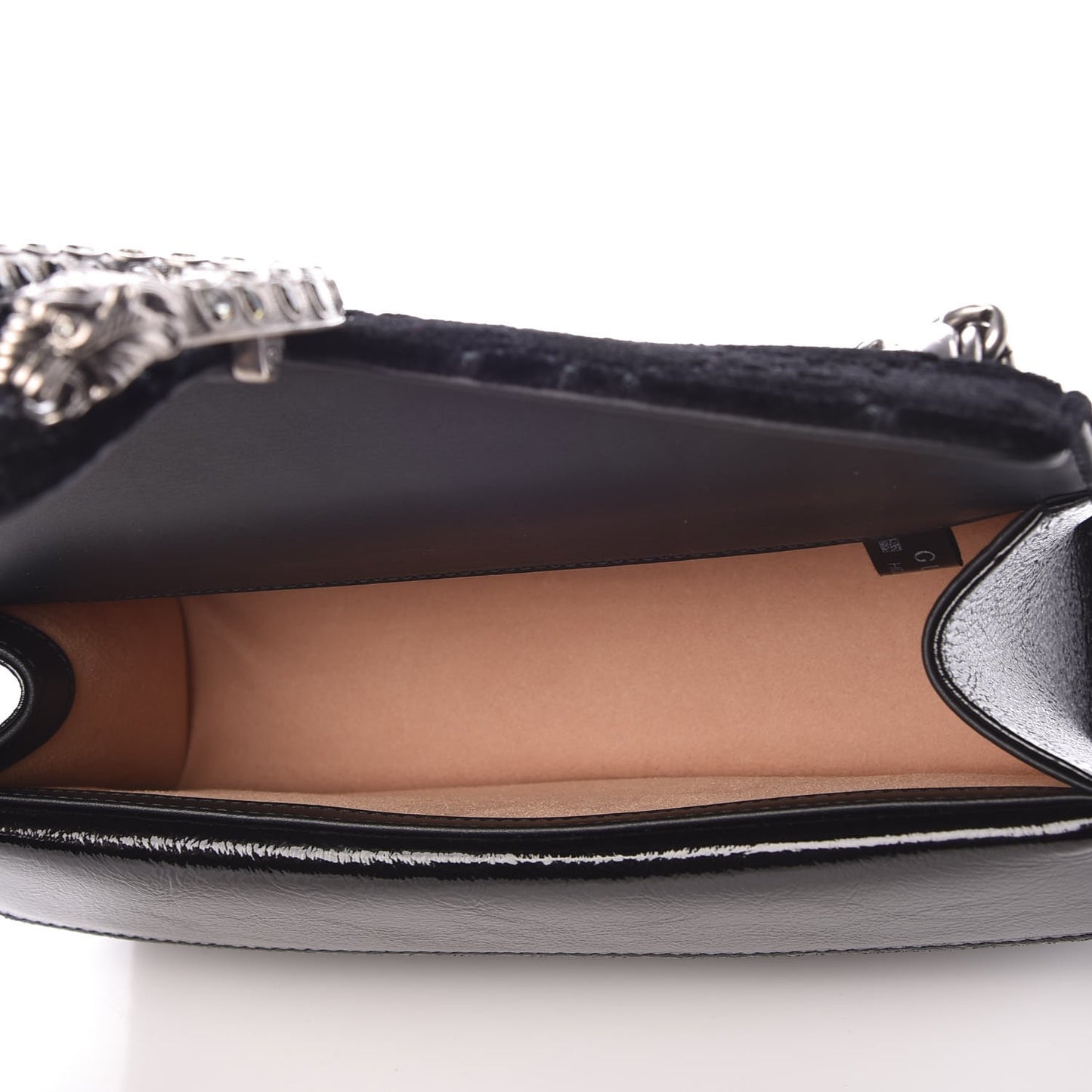 Velvet Skipper Crystal GG Monogram Small Dionysus Shoulder Bag Black Black Diamond