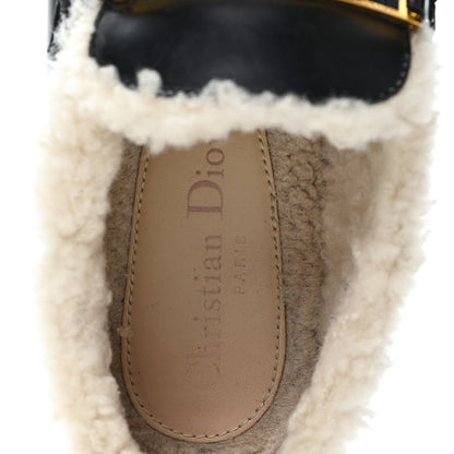 Christian Dior Brushed Calfskin Shearling Dior Code Lug Sole 15mm Loafers 35.5 Black Natural 9 of 10