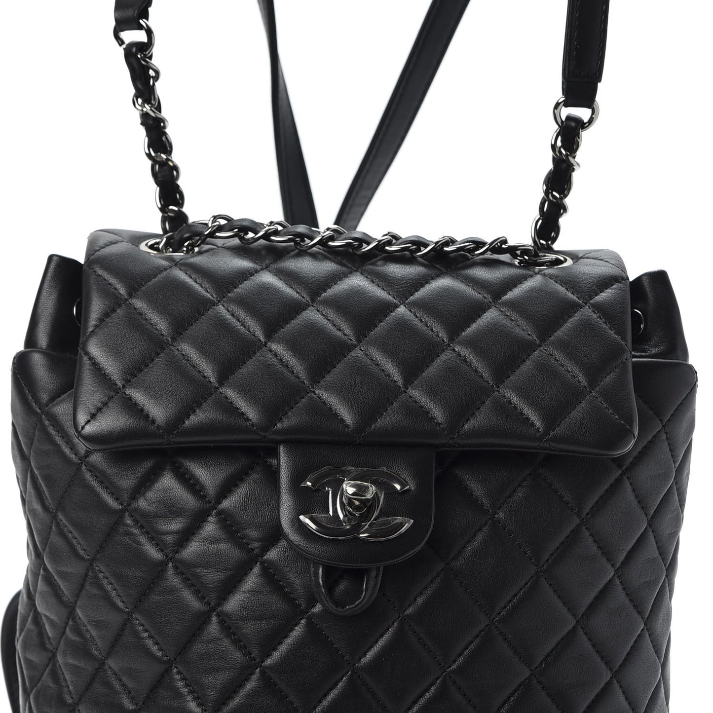 Lambskin Quilted Small Urban Spirit Backpack Black