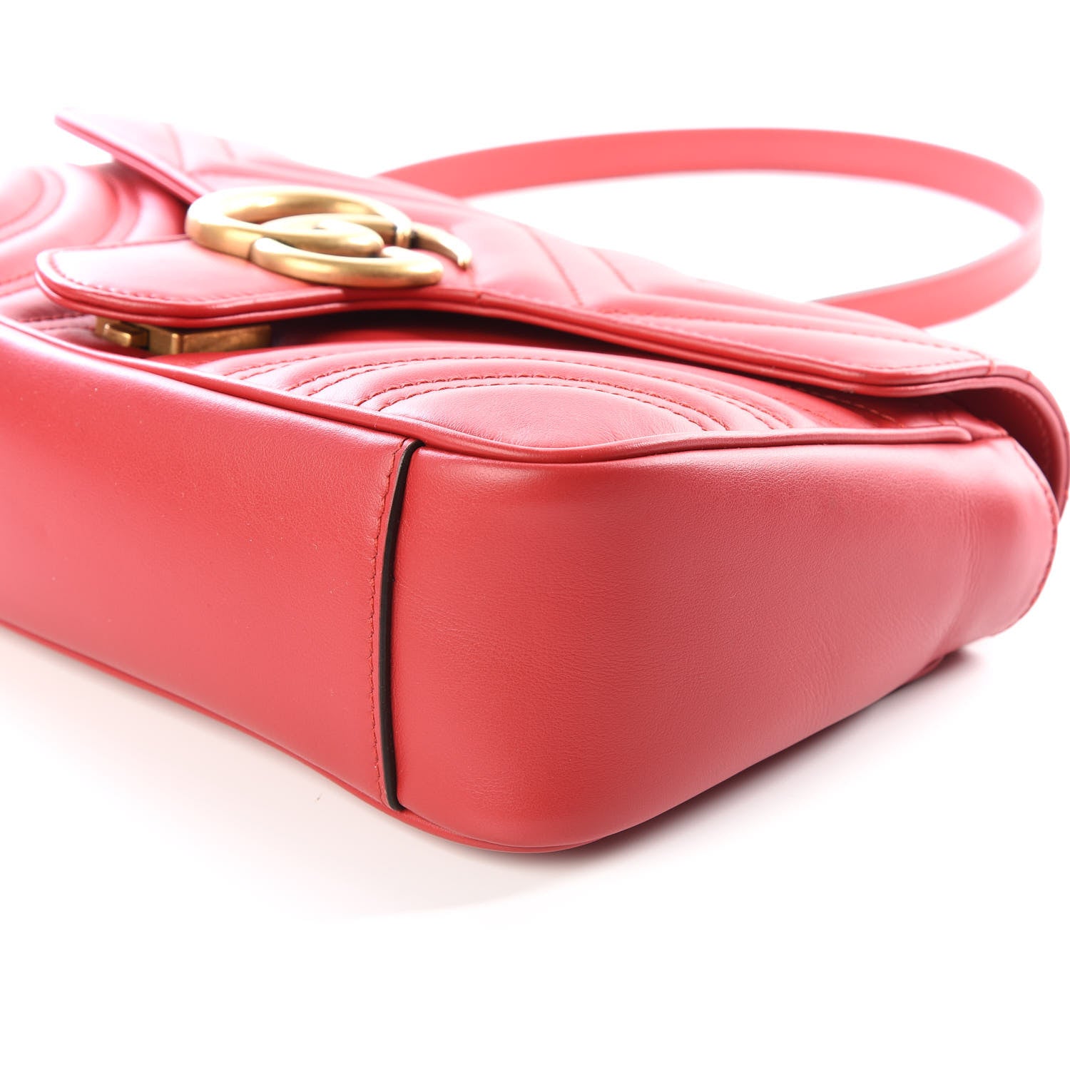 Gucci Calfskin Matelasse Small GG Marmont Shoulder Bag Hibiscus Red 6 of 11