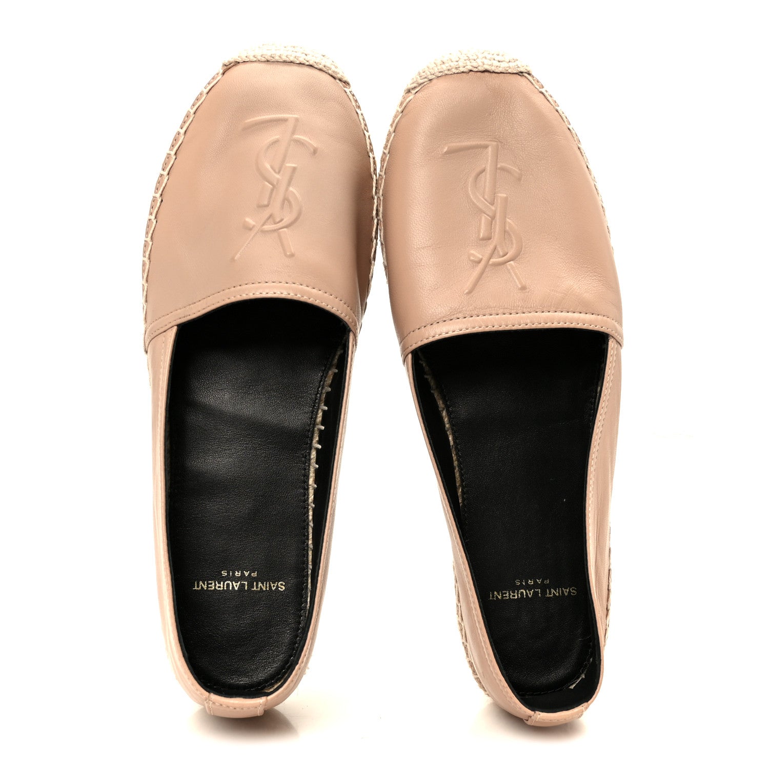 Saint Laurent Lambskin Monogram Espadrilles 37.5 Nude 2 of 9