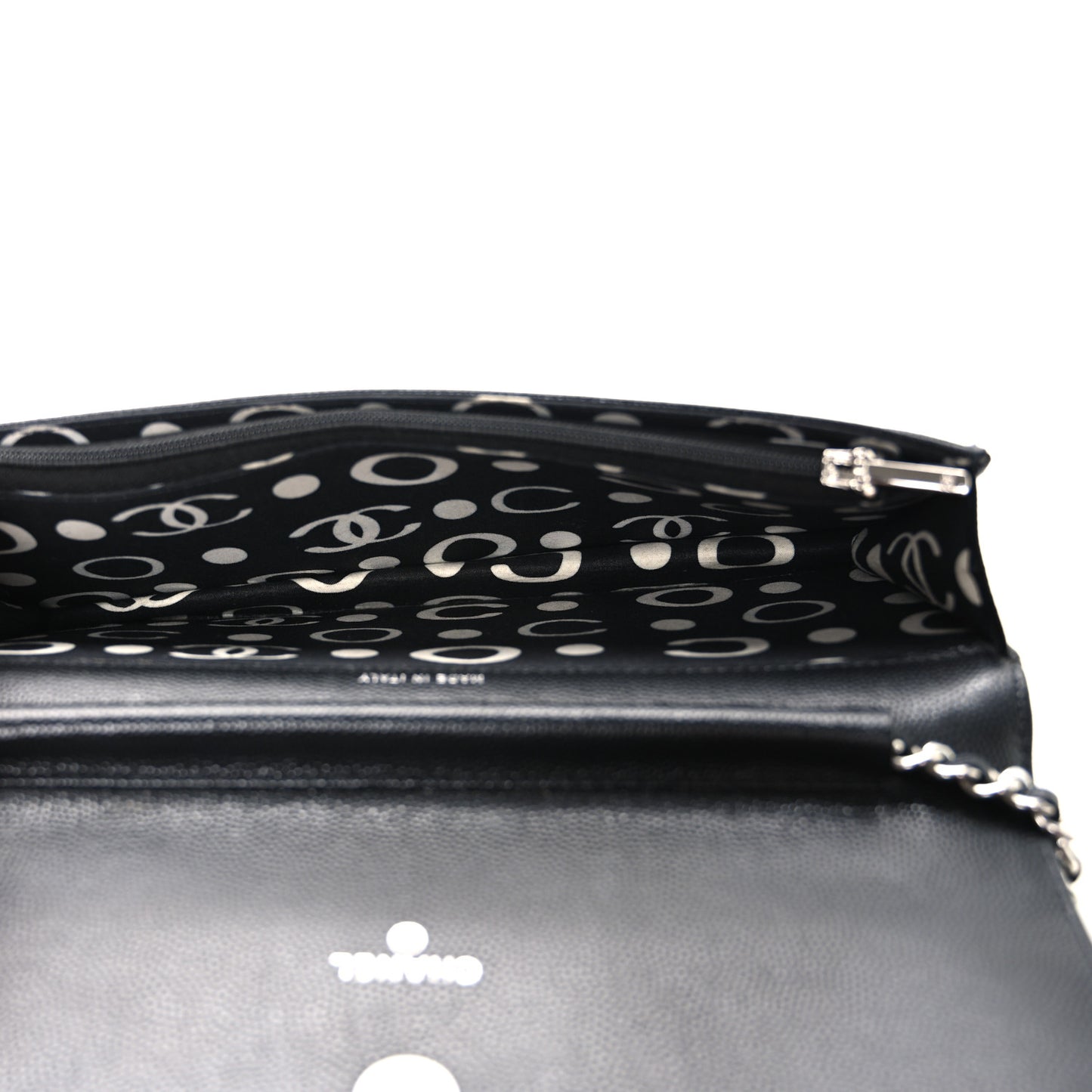 Caviar Quilted Coco Chanel Logo Clutch With Chain Flap Black