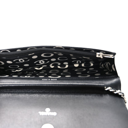 Chanel Caviar Quilted Coco Chanel Logo Clutch With Chain Flap Black 5 of 11