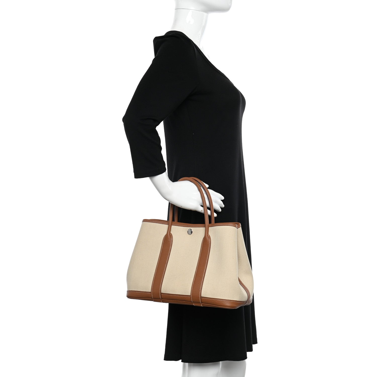 Hermes Grand Chevron Weave Negonda Garden Party 30 TPM Tote Craie Gold 2 of 11