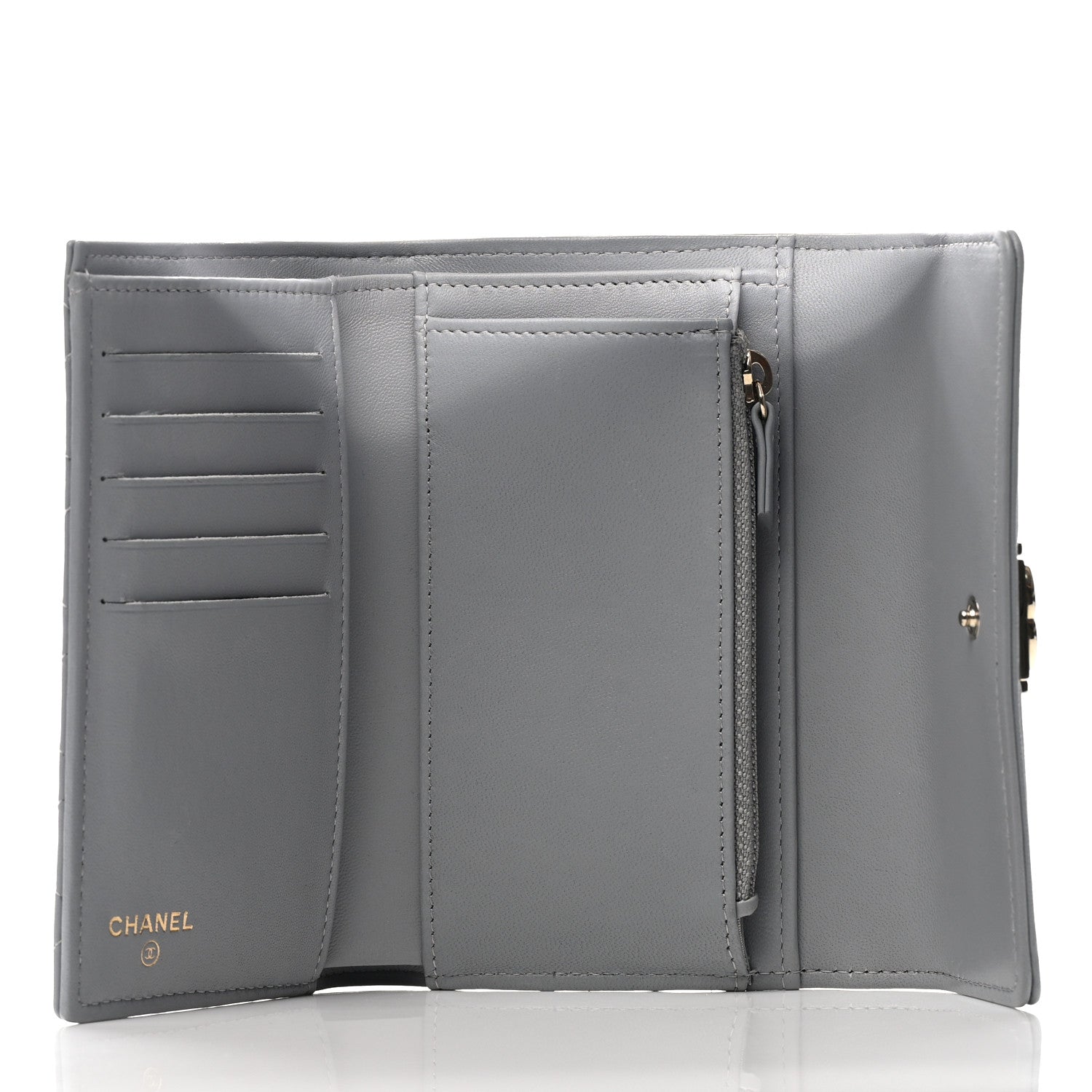 Chanel Lambskin Quilted Medium Boy Flap Wallet Grey 5 of 8