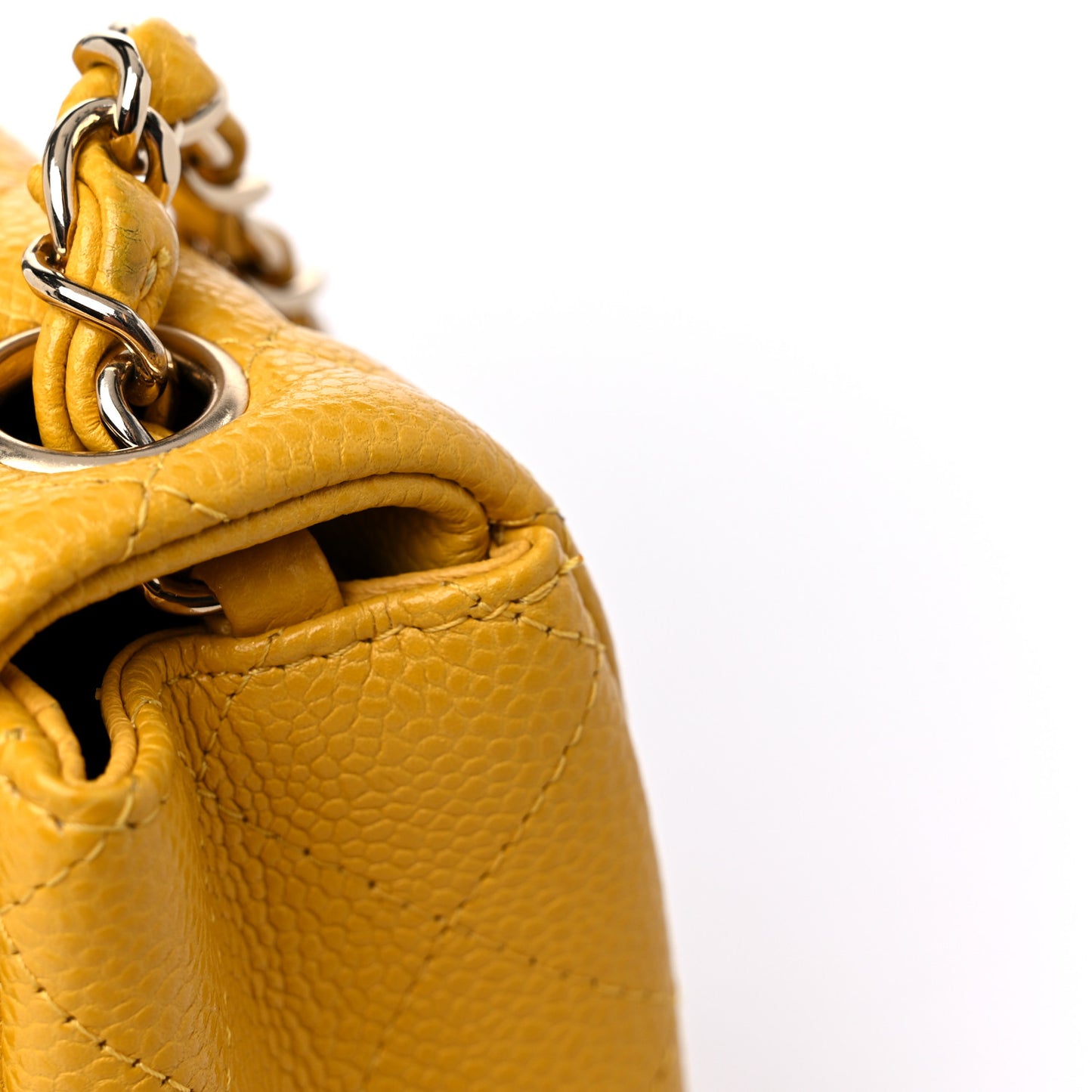 Caviar Quilted Mini Square Flap Yellow