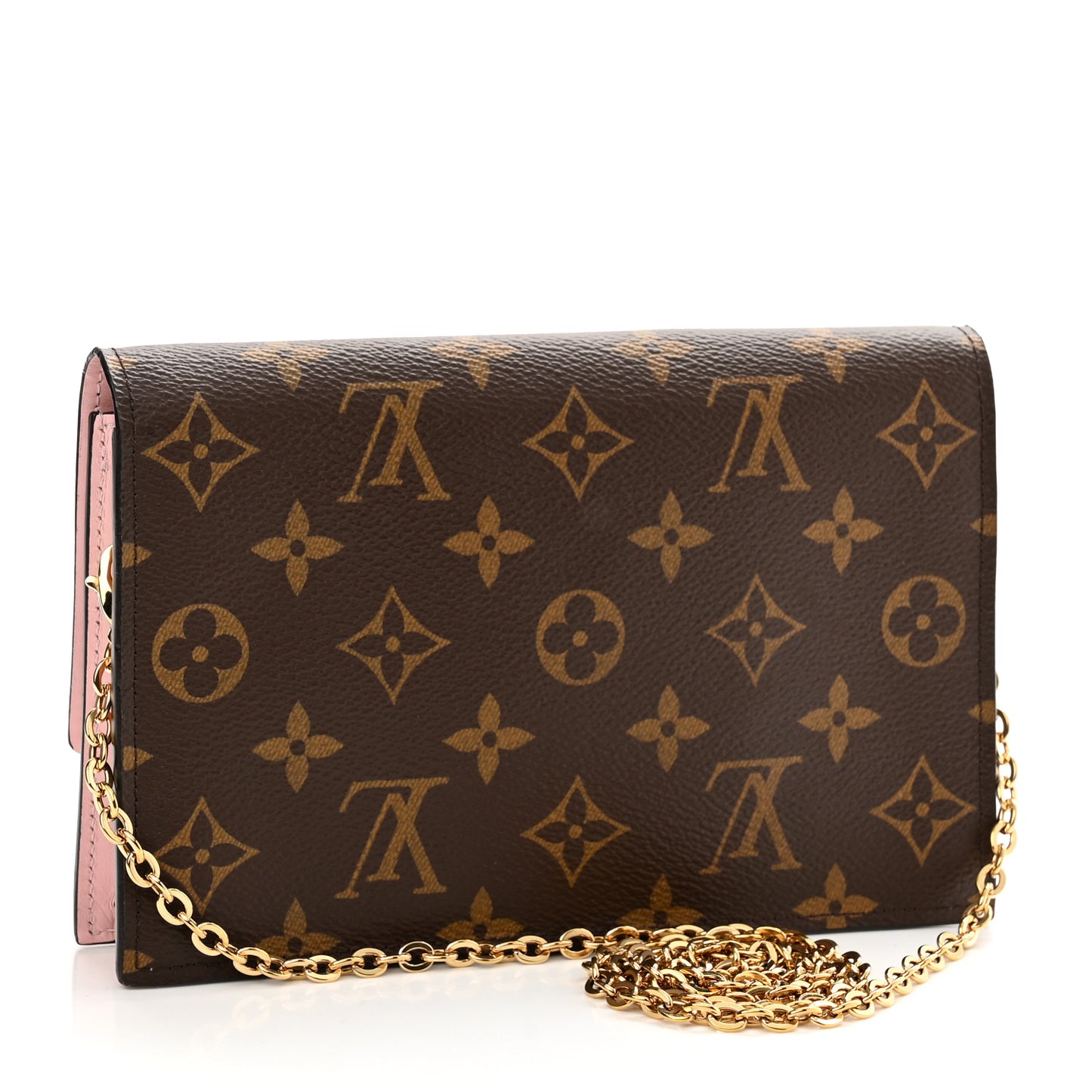 Monogram Flore Chain Wallet Rose Ballerine