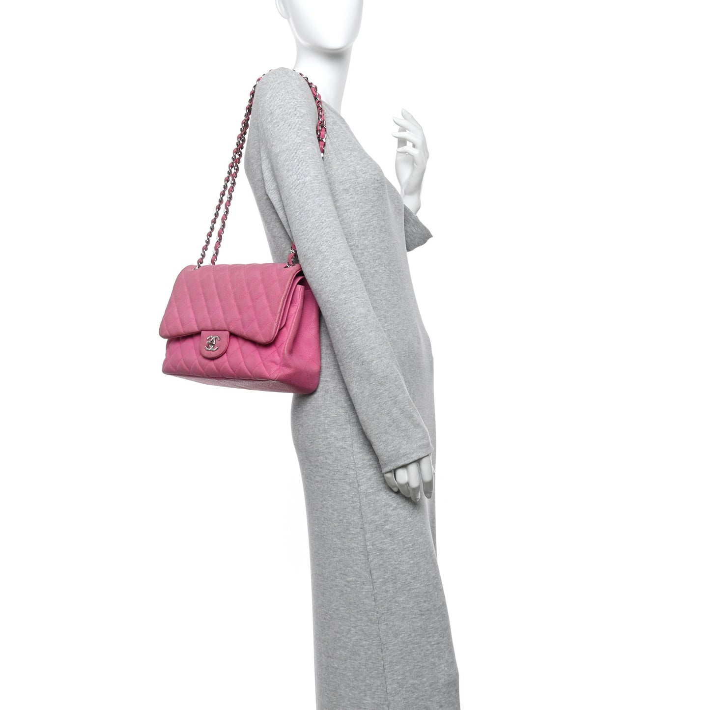 Caviar Quilted Jumbo Double Flap Pink