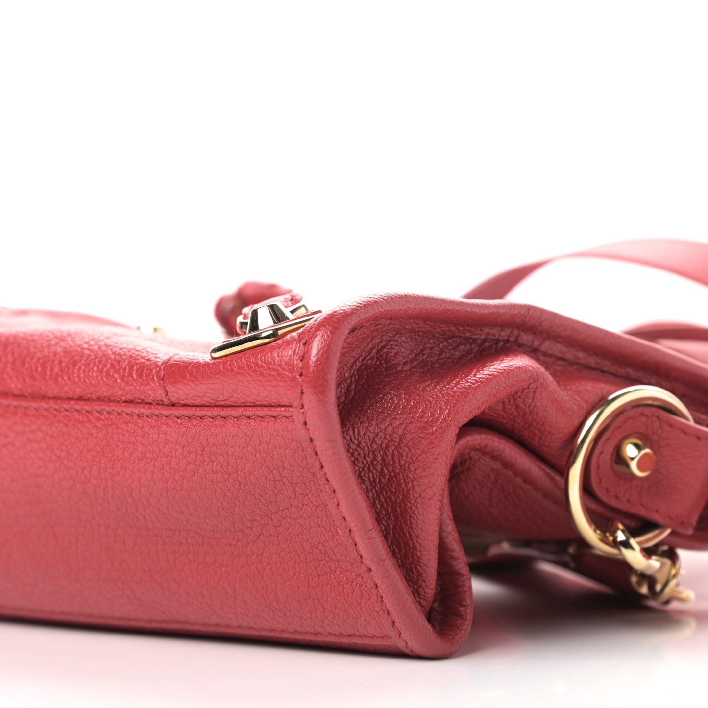 Chevre Gold Metallic Edge Hardware Mini City Rouge Grenade