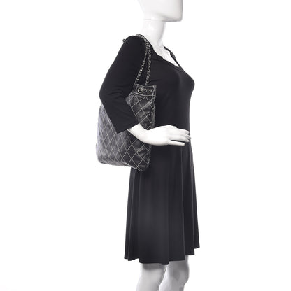 Chanel Lambskin Contrast Stitch Shoulder Bag Black 2 of 11
