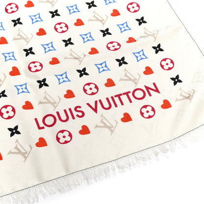 Louis Vuitton Silk Wool Game On Scarf Black White 2 of 4