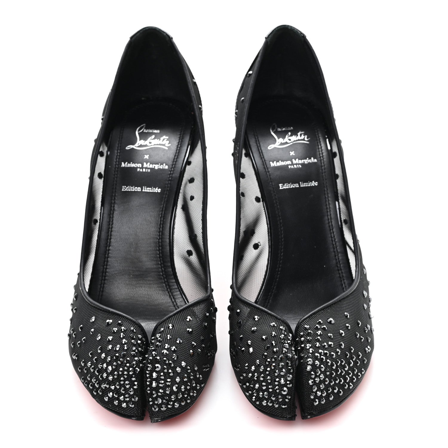Christian Louboutin X MAISON MARGIELA Rete Patent Strass Bridiela Una 100 Pumps 39 Black 3 of 9