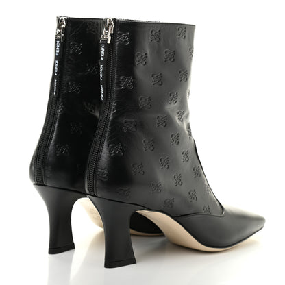 Fendi Vitello Karligraphy Embossed FFreedom Ankle Boots 37 Black 4 of 7