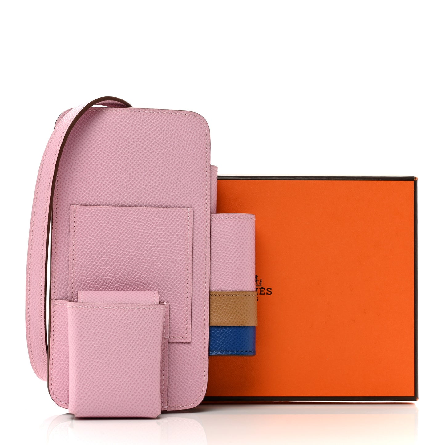 Epsom Hermesway Phone Case Mauve Sylvestre Chai Bleu Royale