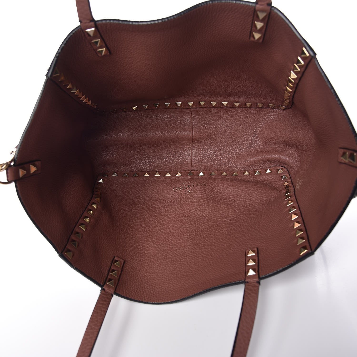 Valentino Garavani Pebbled Calfskin Small Rockstud Reversible Tote Rubin Blush 9 of 10