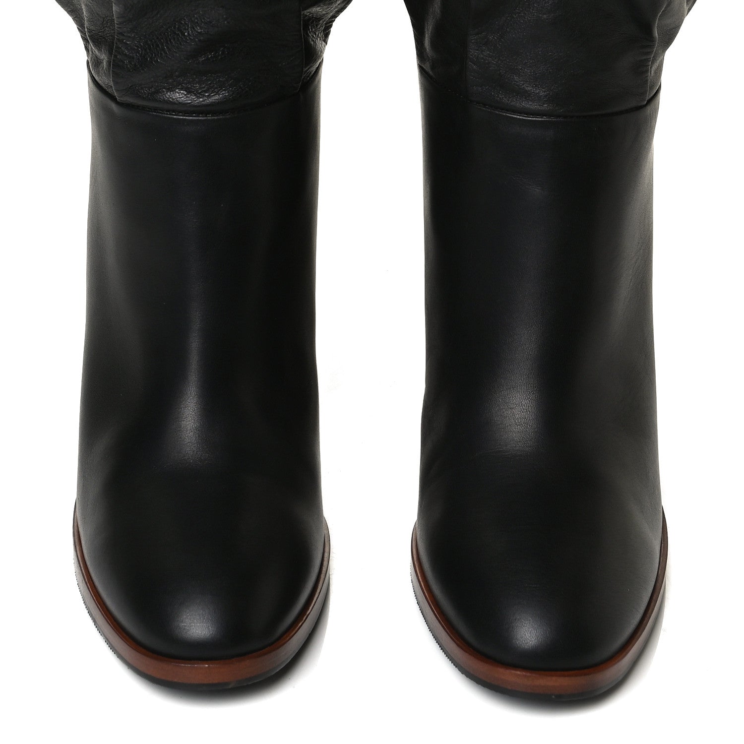 Gucci Deauville Calfskin Cinched Knee High Boots 39.5 Black 5 of 11