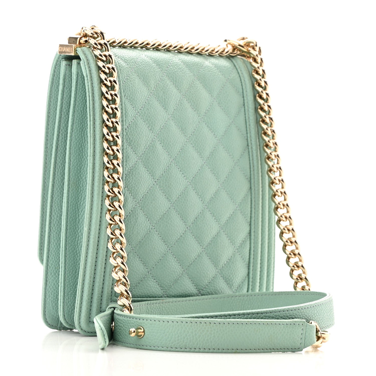 Chanel Calfskin Quilted North South Boy Flap Light Blue 3 of 13