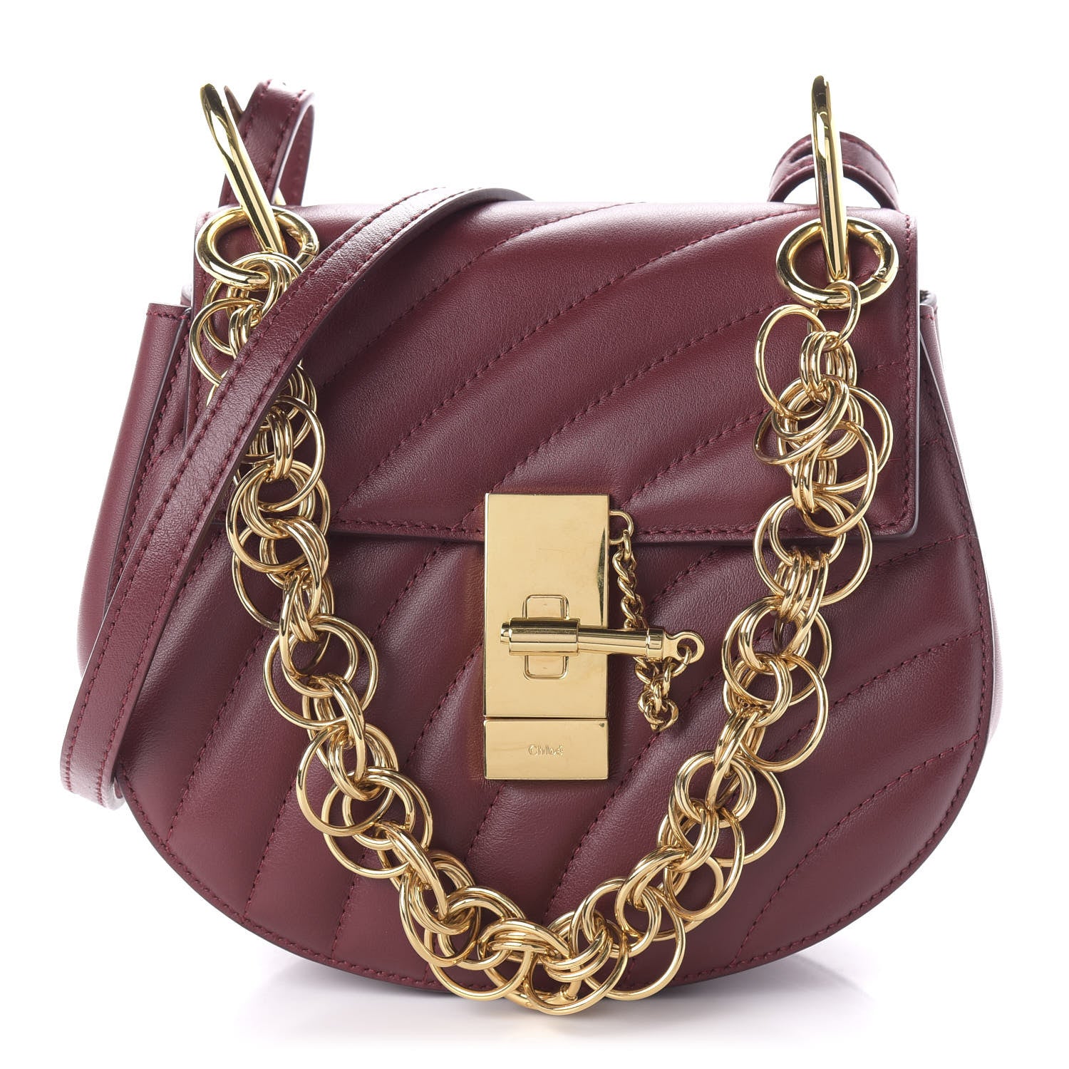 Chloe Calfskin Quilted Mini Drew Bijou Shoulder Bag Plum Purple 1 of 9