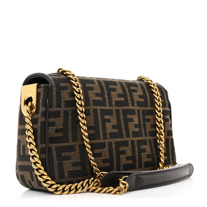 Fendi Fabric Jacquard FF 1974 Midi Chain Baguette Tobacco Moro 3 of 10
