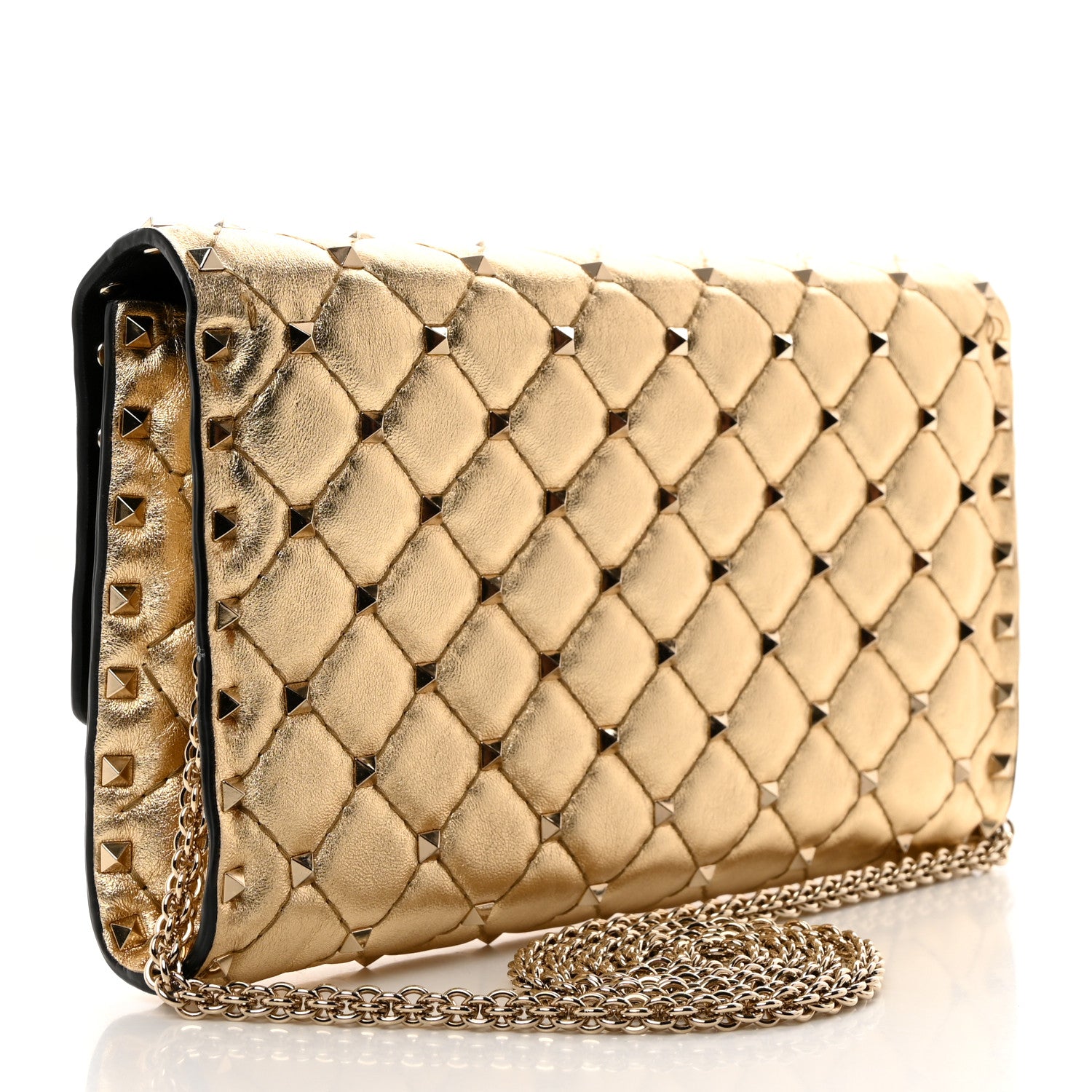 Valentino Garavani Metallic Nappa Rockstud Spike Wallet on Chain 2 of 10