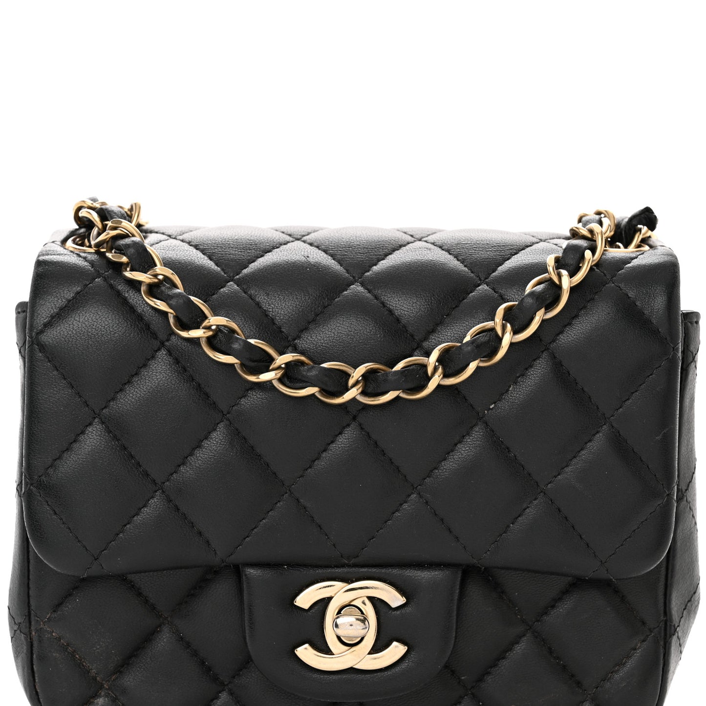 Lambskin Quilted Mini Square Flap Black