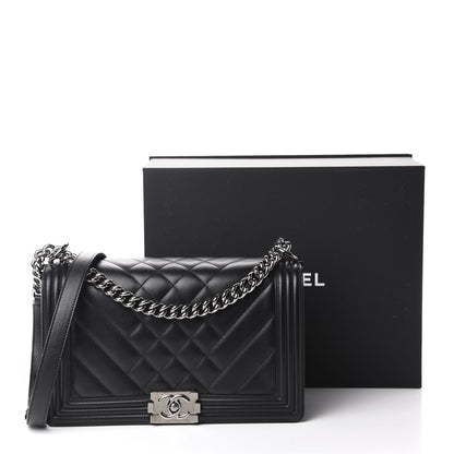 Chanel Calfskin Chevron Quilted Medium Boy Flap Black 15 of 15