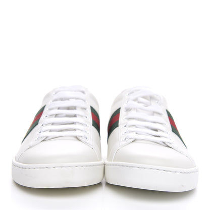 Gucci Calfskin Ayers Bee Embroidered Womens Ace Sneakers 37.5 White Green 2 of 8