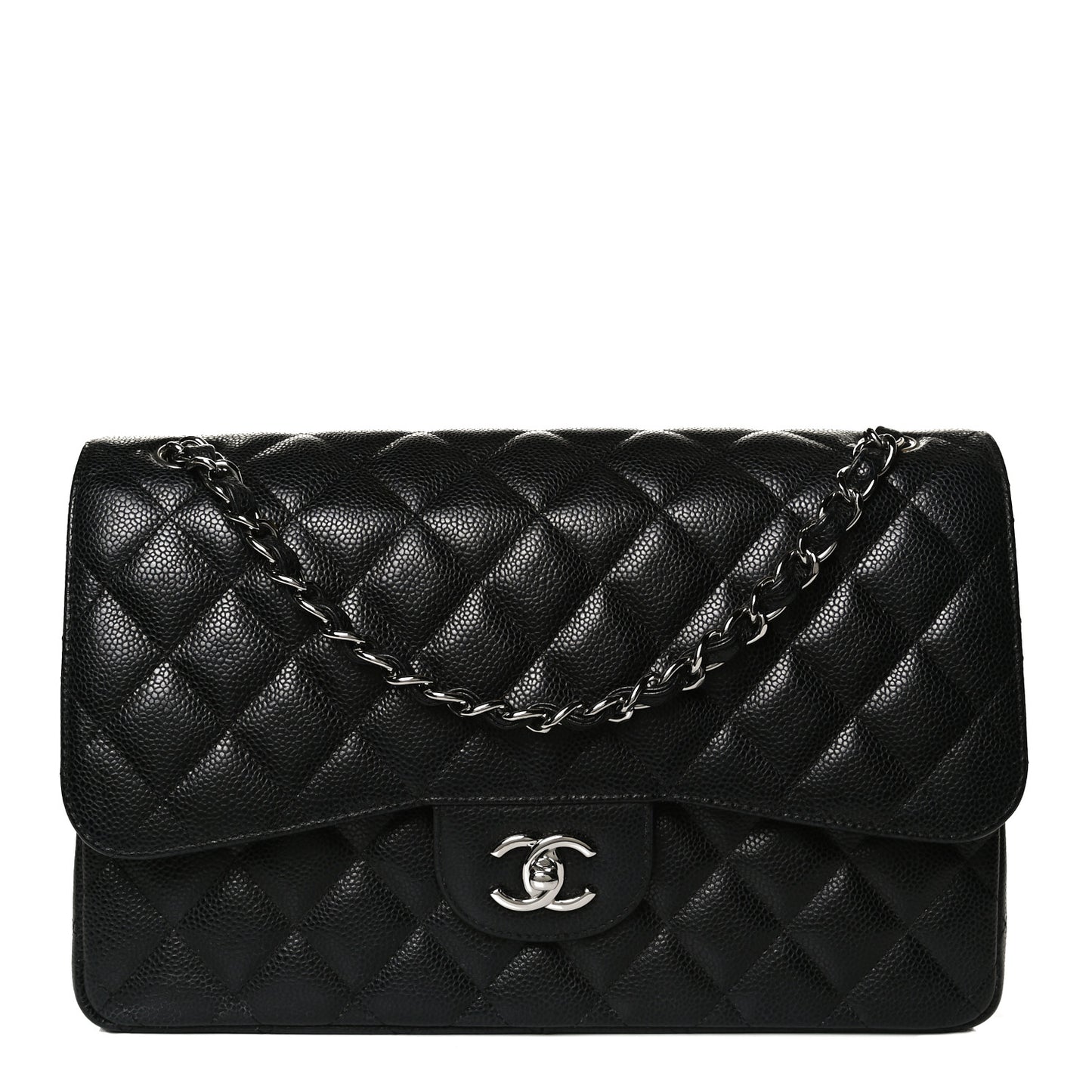 Caviar Quilted Jumbo Double Flap Black