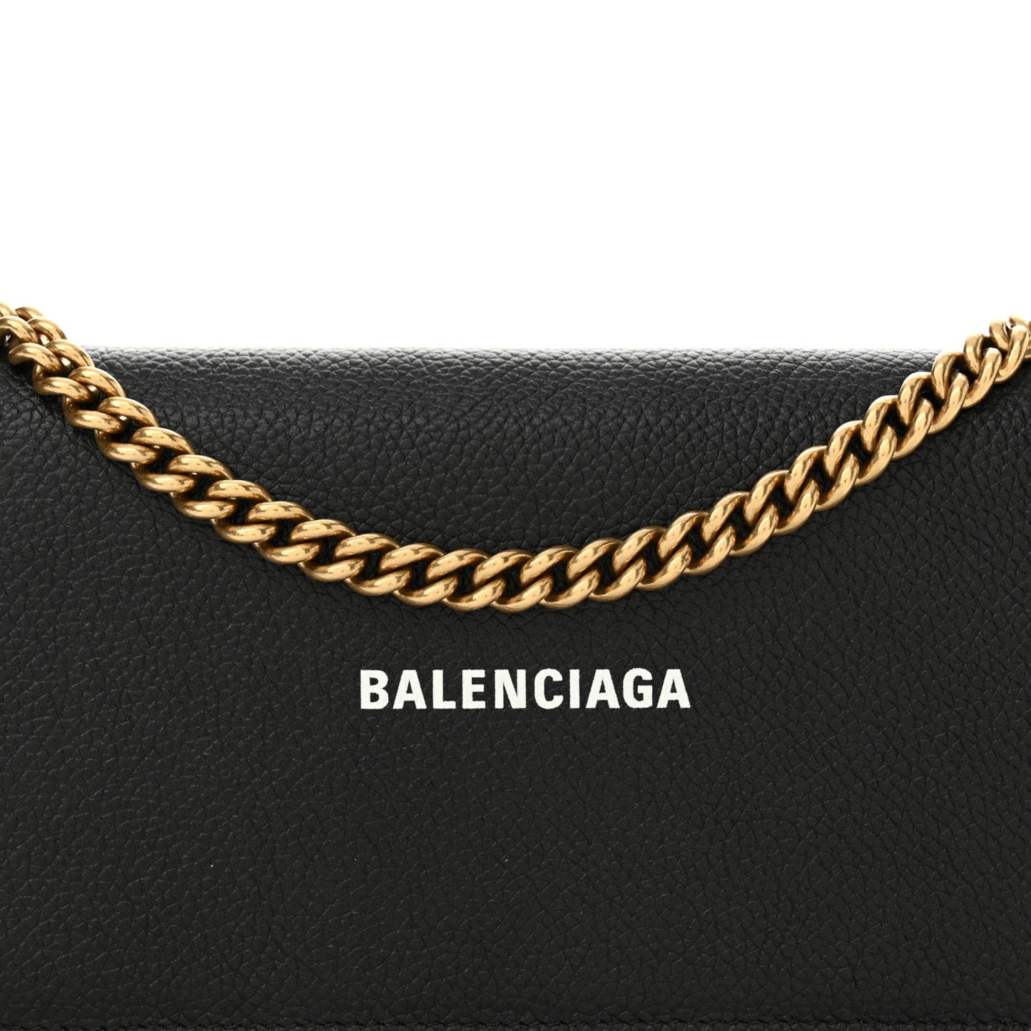 Grained Calfskin Logo Cash Phone Holder Wallet On Chain Black White