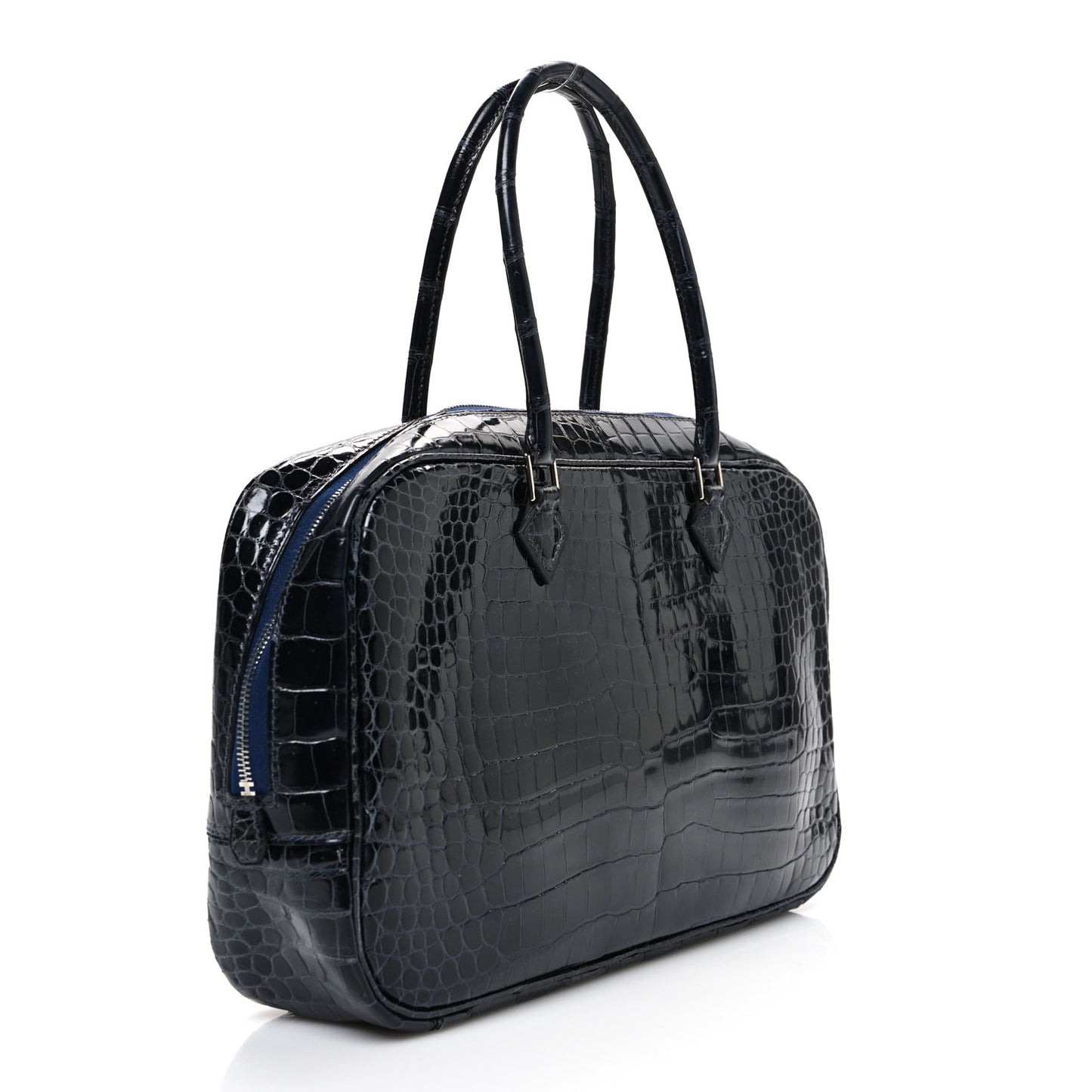 Shiny Porosus Crocodile Plume Elan 28 Bleu Marine