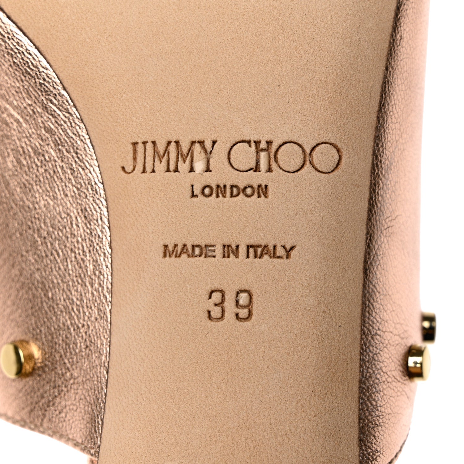 Jimmy Choo Washed Metallic Nappa Studded Myla 65 Mules 39 Tea Rose Gold 7 of 9